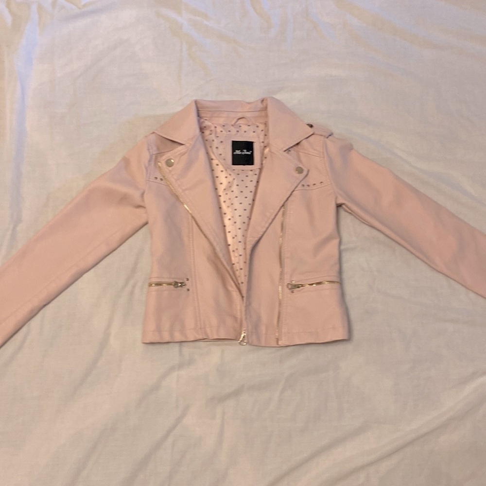 baby pink leather jacket